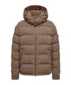 Moncler Montgenevre Checked Bouclé Down Jacket In Brown