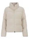 Moncler Ivory Polyester Blend Mornas Down Jacket In Neutral