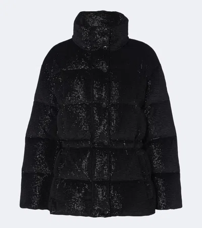 Moncler Mouettes Sequin-embellished Tweed Jacket In Black