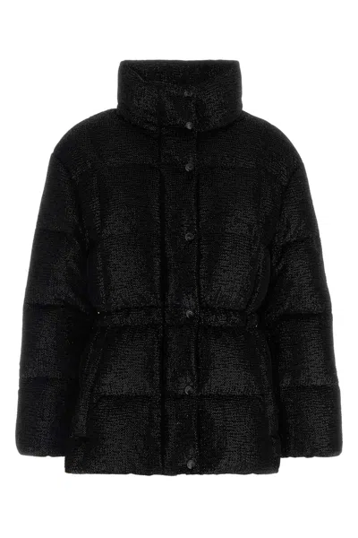 Moncler Mouettes Velvet Down Jacket In Black