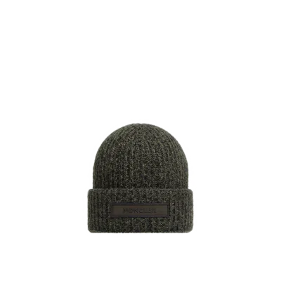 Moncler Mouliné Wool & Cashmere Beanie Green