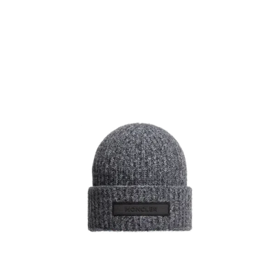 Moncler Bonnet En Mélange De Laine Et Cachemire Mouliné In Gray