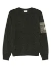 Moncler Wool And Cashmere Jumper With Patch Pocket In Green