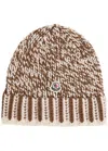 Moncler Mouliné Wool-blend Beanie In Brown
