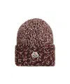 Moncler Cable-knit Logo-detail Beanie In Burgundy