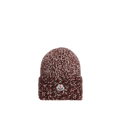 MONCLER MOULINÉ WOOL BLEND BEANIE, WOMEN, RED, SIZE: ONE SIZE