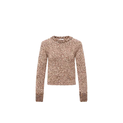 Moncler Marled Wool Crewneck Sweater In Brown