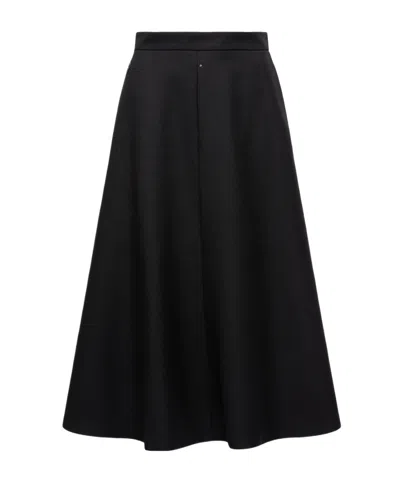 Moncler Mouliné Wool Midi Skirt In Black