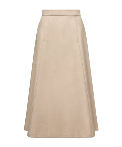Moncler Mouliné Wool Midi Skirt In Neutral