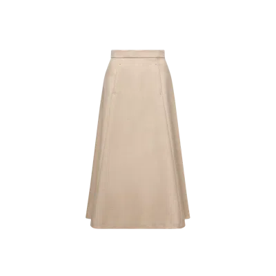 Moncler Mouliné Wool Midi Skirt, Women, Beige, Size: 42 In Neutral