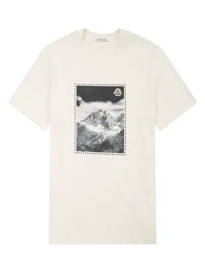 Moncler Mountain Graphic Logo T-shirt In White