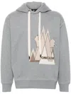 Moncler Cotton Hoodie With Hood And Drawstring In Grey