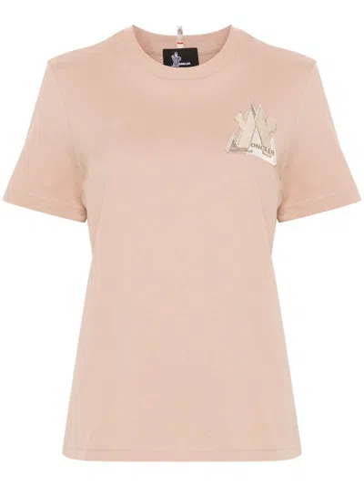 Moncler Mountain-logo T-shirt In Beige