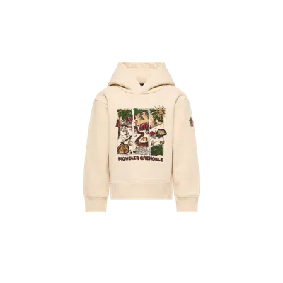 Moncler Kids' Mountain Motif Cotton Blend Hoodie, Boys, White, Size: 10y In Neutral
