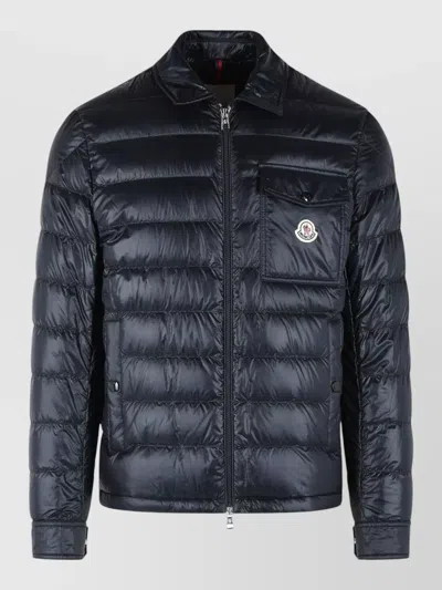 Moncler Mourillon Polyamide Padded Shirt Jacket In Blue