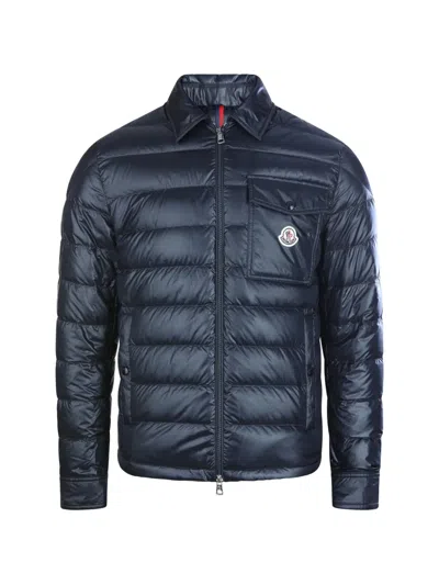 Moncler Mourillon Zipped Quilted Jacket In Blue