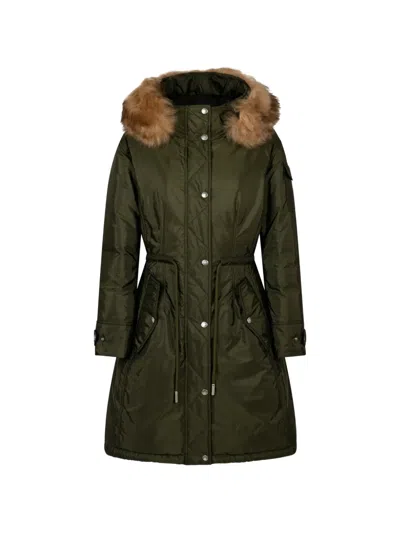 Moncler Moustique Hooded Long Down Parka In Brown