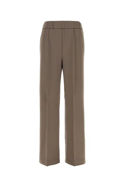 Moncler Nylon Blend Stretch Pants Pleated Front In Brown