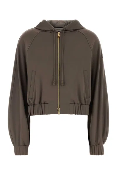 Moncler Mud Stretch T-shirt Sweatshirt In Brown