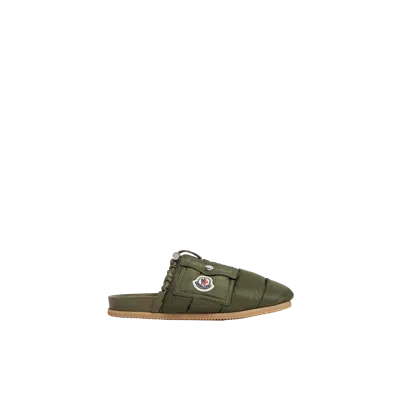 Moncler Mon Pocket Padded Leather Mules Green
