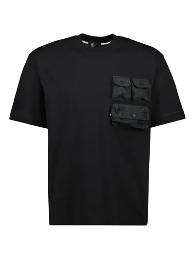 Moncler Grenoble Pocket Cotton T Shirt In Black