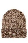 Moncler Multicolor Wool Beanie Hat In Brown