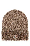 Moncler Multicolor Wool Beanie Hat In Brown