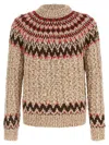 Moncler Jacquard Wool Blend Sweater With Geometric Pattern In Multi