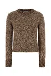 Moncler Textured Knit Crew Neck Sweater In Brown