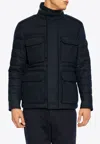 Moncler Munt Hooded Zip-up Down Jacket In Blue