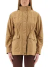 Moncler High-necked Long-sleeved Parka Coat In Beige