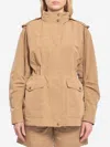Moncler High-necked Long-sleeved Parka Coat In Beige