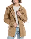 Moncler High Collar Long Sleeve Jacket With Pockets In Brown