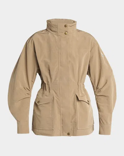 Moncler Nades Short Parka In Dark Beige