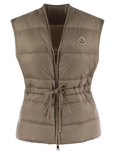 Moncler Nai Padded Down Vest In Beige