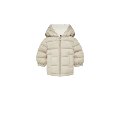 Moncler Najan Hooded Down Jacket, Gender Neutral, Beige, Size: 9/12m