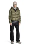 Moncler Down Jacket With Quilted Design And Hood In Green
