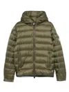 Moncler Down Jacket With Quilted Design And Hood In Green