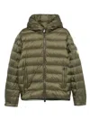 Moncler Down Jacket With Quilted Design And Hood In Green