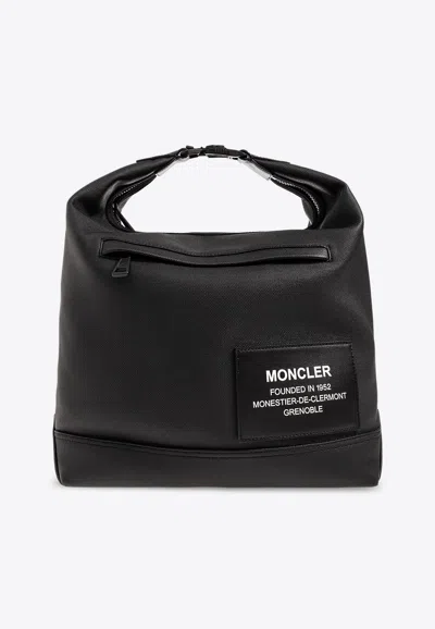 Moncler Nakoa Logo-patch Top Handle Bag In Black