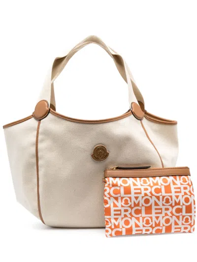 Moncler Nalani Canvas Tote Bag In Neutrals