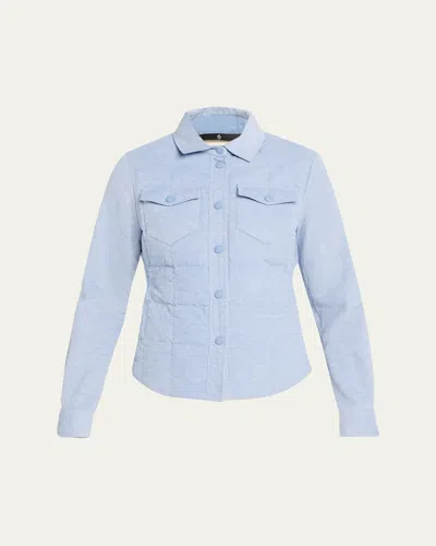 Moncler Nangy Corduroy Down Shirt Jacket In Blue