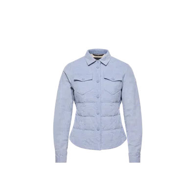 Moncler Doudoune-chemise Nangy En Velours Côtelé, Femme, Bleu, Taille: 4 In Blue