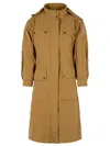 Moncler Drawstring Parka With Epaulettes And Hood In Brown