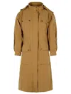 Moncler Drawstring Parka With Epaulettes And Hood In Brown