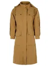 Moncler Drawstring Parka With Epaulettes And Hood In Brown
