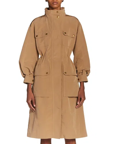 Moncler Nantes Cinched Waist Parka In Dark Beige