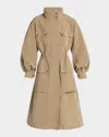 Moncler Seven-quarter Sleeve Parka Coat In Dark Beige