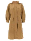 Moncler Drawstring Parka With Epaulettes And Hood In Brown