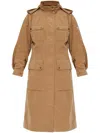 Moncler Drawstring Parka With Epaulettes And Hood In Brown